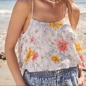 NWT Promesa Flowy Bodysuit women’s size Small Fresh Blooms Floral white orange
